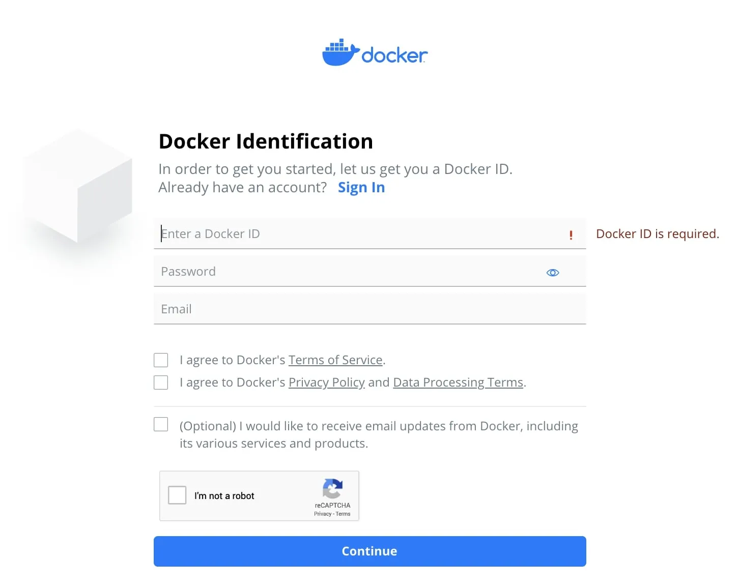docker sign in