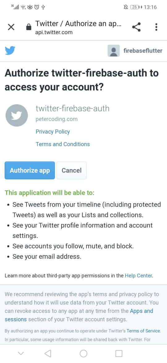 firebase auth twitter flutter